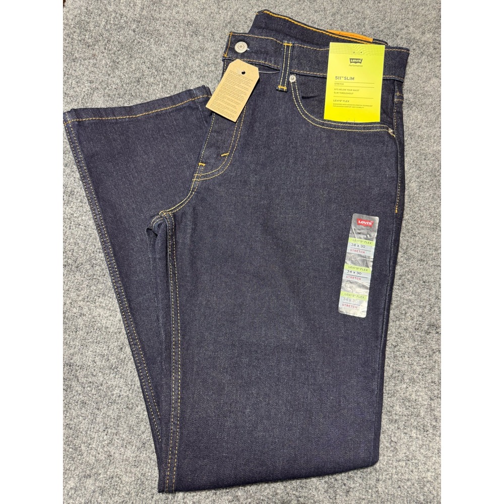 Levi's 511 Slim Jeans Mens 34x30 Indigo Blue Flex Stretch Denim Pants NWT